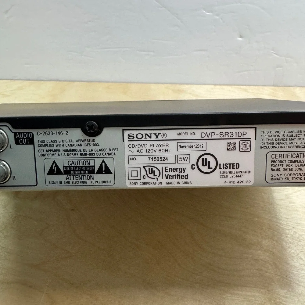 Sony dvp sr310p